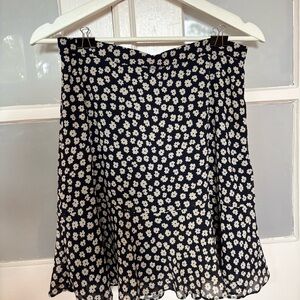 Floral Black and White A-line/circle skirt